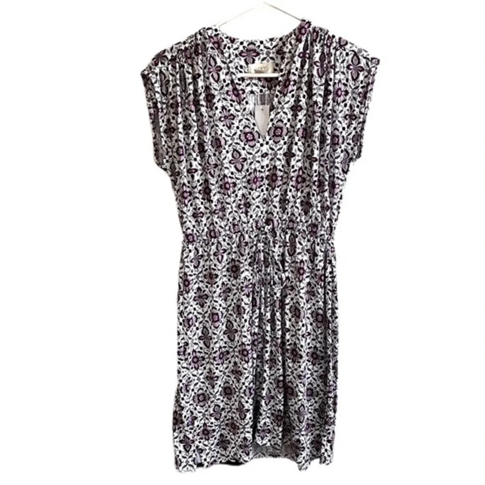 Loft Purple and White Floral Tie Waist Dress Size XS - Picture 1 of 9